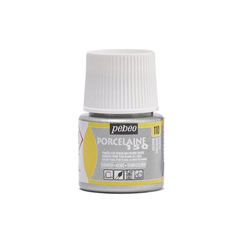 Pebeo Porcelaine 150 Moire Porzellanfarbe 45 ml - 110 - Silber Moiré