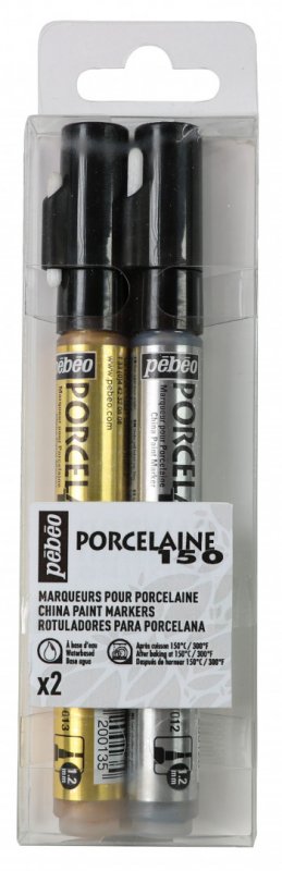 Pebeo Porcelaine 150 Marker Sets - Feine Spitze - Gold und Silber