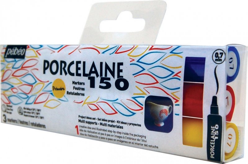 Pebeo Porcelaine 150 Marker Sets - Feine Spitze - 3 Primärfarben