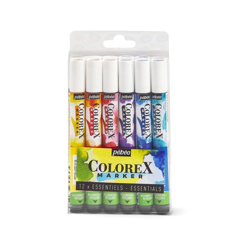 Pebeo Colorex Markers Essentiële Kleuren 12 st. - Default Title