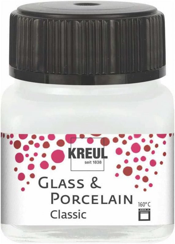 Kreul Glas- und Porzellanfarbe Classic 20 ml - Deckende Creme Weiß