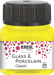 Kreul Glas- und Porzellanfarbe Classic 20 ml - Deckende Kanariegeel