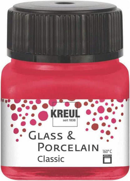 Kreul Glas- und Porzellanfarbe Classic 20 ml - Deckende Karmijnrood