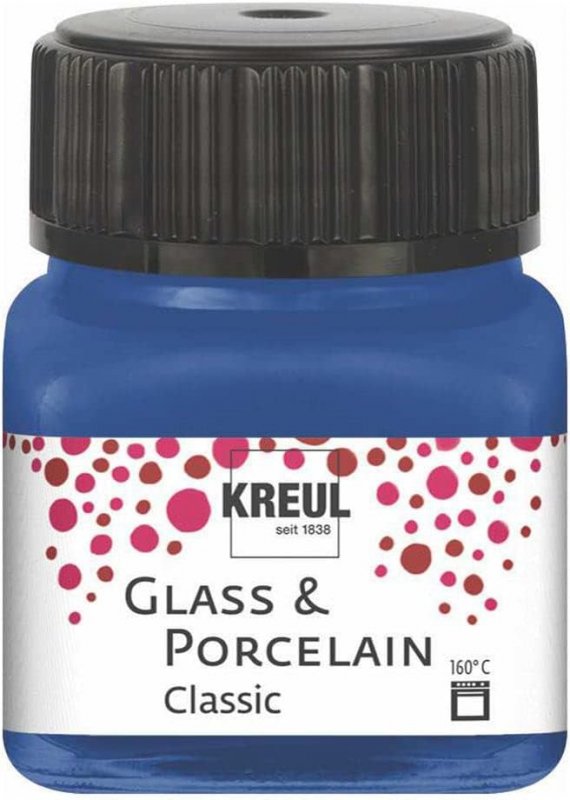 Kreul Glas- und Porzellanfarbe Classic 20 ml - Deckende Kobaltblau