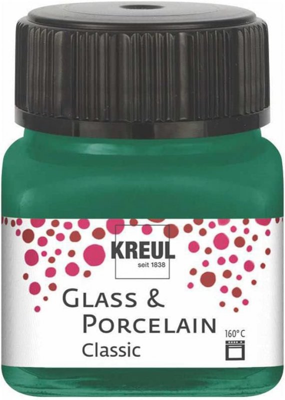 Kreul Glas- und Porzellanfarbe Classic 20 ml - Deckende Dunkelgrün