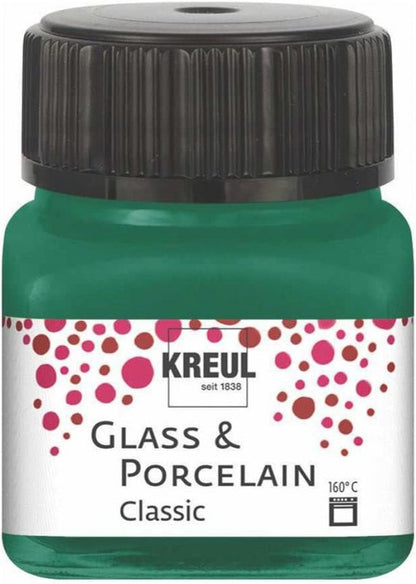 Kreul Glas- und Porzellanfarbe Classic 20 ml - Deckende Dunkelgrün