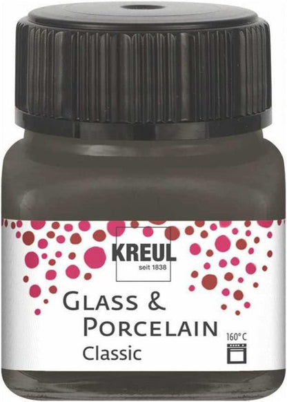Kreul Glas- und Porzellanfarbe Classic 20 ml - Deckende Donkerbruin