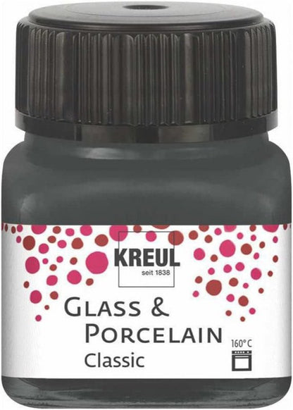 Kreul Glas- und Porzellanfarbe Classic 20 ml - Deckende Grau