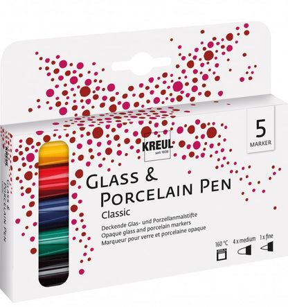 Kreul Glas- & Porzellanstifte Sets - Klassische Farben Set 5