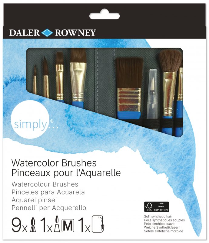 Daler-Rowney Simply Aquarelverf Penselenset in Etui - 10 stuks