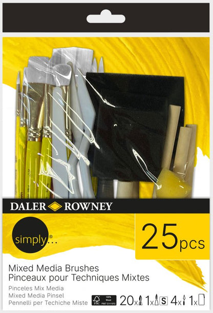 Daler-Rowney Simply Pinselset - Mixed Media - 25 Stück