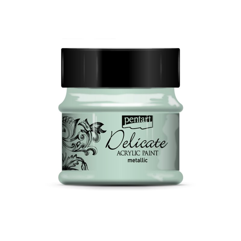 Pentart Delicate Metallic Acrylfarbe 50 ml - Grünliches Silber