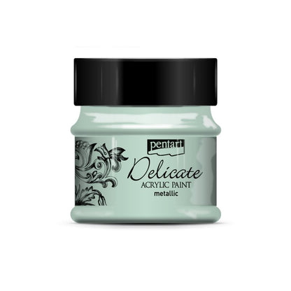 Pentart Delicate Metallic Acrylfarbe 50 ml - Grünliches Silber