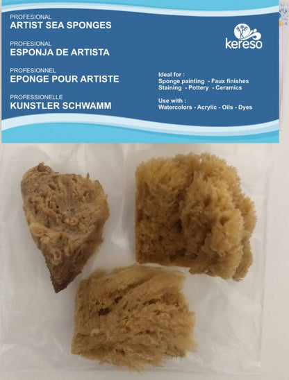 Kereso Natuurlijke Zee Sponzen Ruw - 3 Stück - 5-6,5 cm