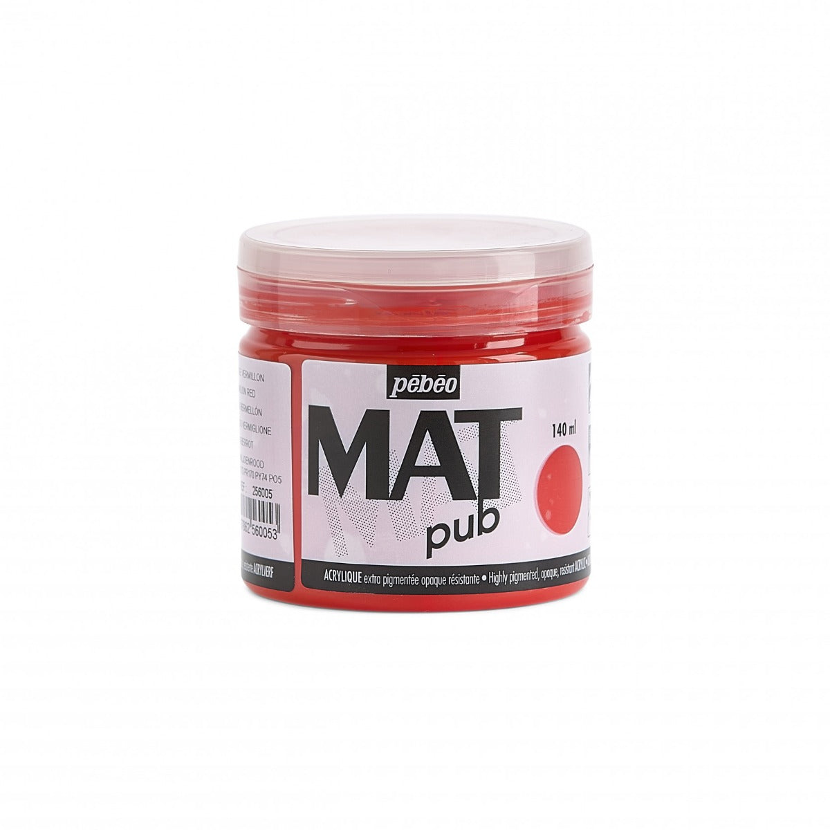 Pebeo Mat Pub Acrylfarbe 140 ml - Dunkelzinnober