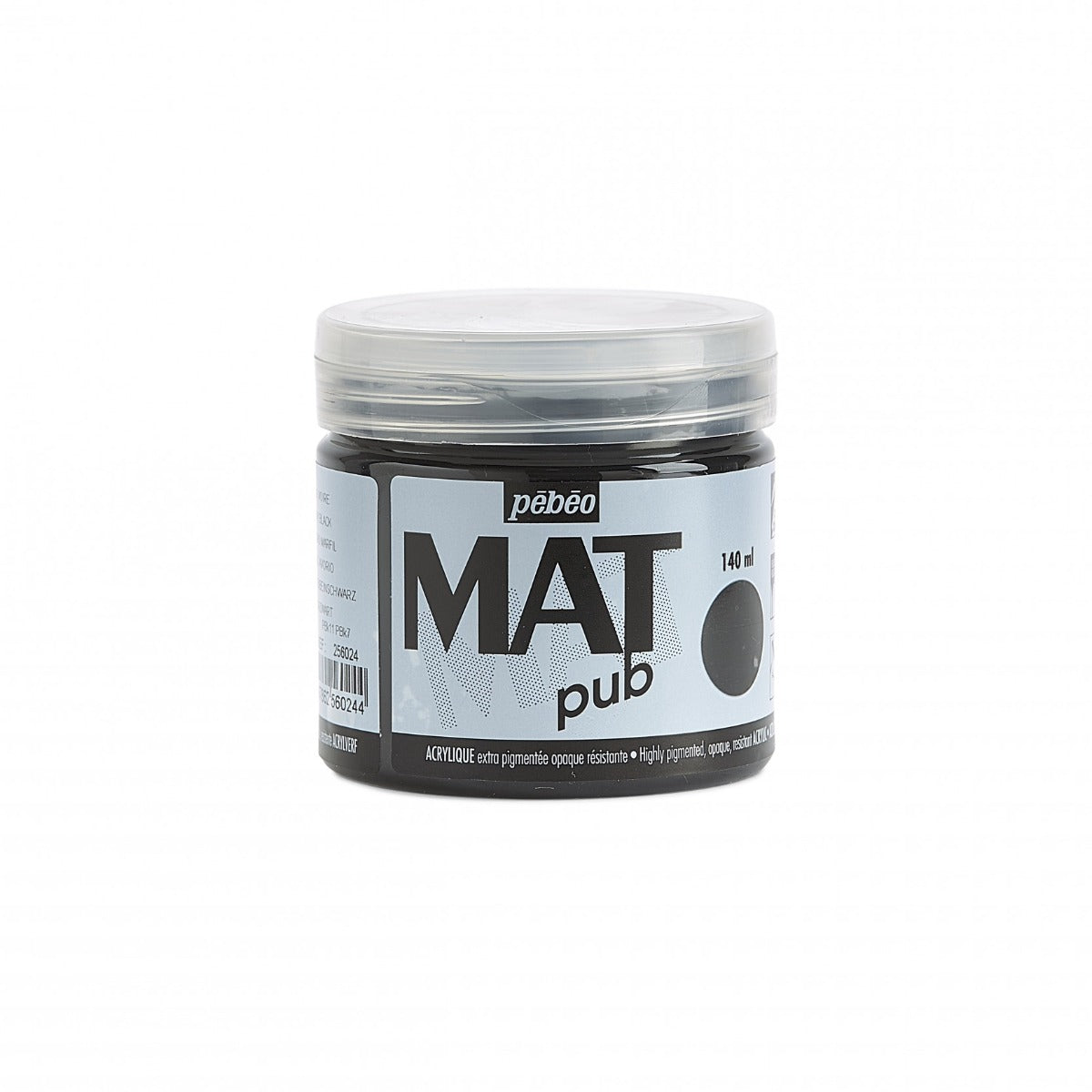 Pebeo Mat Pub Acrylfarbe 140 ml - Ivoorzwart