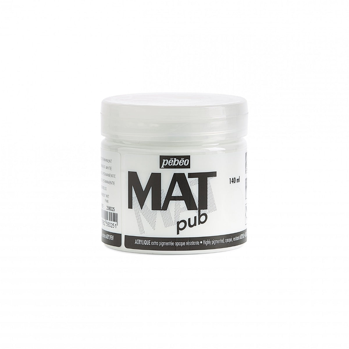 Pebeo Mat Pub Acrylfarbe 140 ml - Permanentweiß
