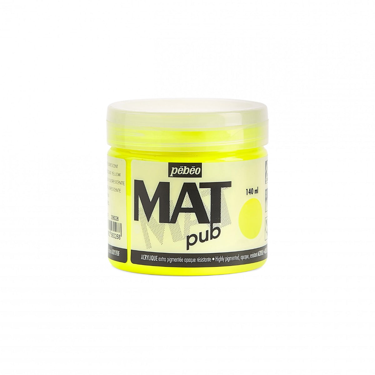 Pebeo Mat Pub Acrylfarbe 140 ml - Fluoreszierend Gelb