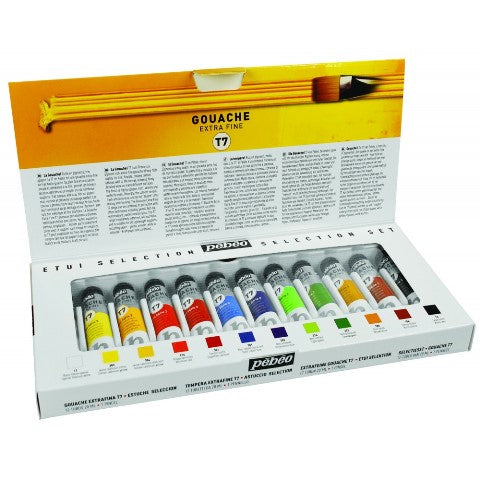 Extrafijne Gouache T7 Etui Selectie: Assortiment 12 Tubes 20 ml.
