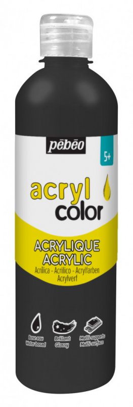 Pebeo Acrylcolor Flüssige Acrylfarbe 500 ml - Schwarz