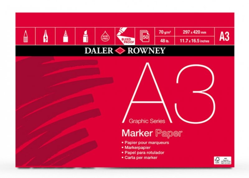 Daler-Rowney Graphic Series Marker Pad 70 gsm - A3 - 50 Blatt