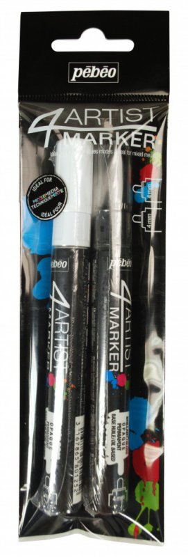 Pebeo 4Artist Oil Marker Sets - 4 mm punten set - Schwarz & Weiß