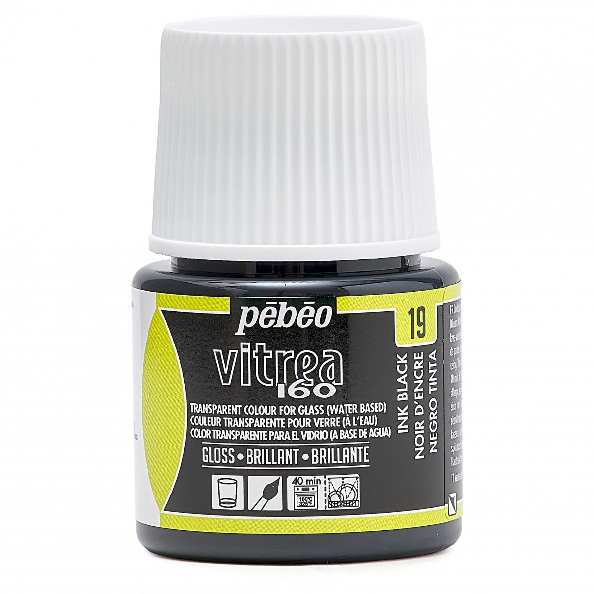 Pebeo Vitrea 160 Glasfarbe 45 ml Glanzend - 19 - Inktzwart