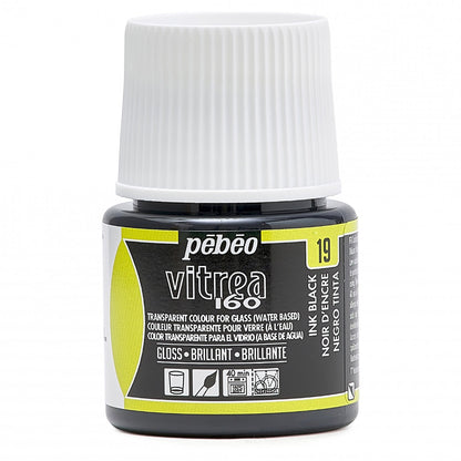 Pebeo Vitrea 160 Glasfarbe 45 ml Glanzend - 19 - Inktzwart