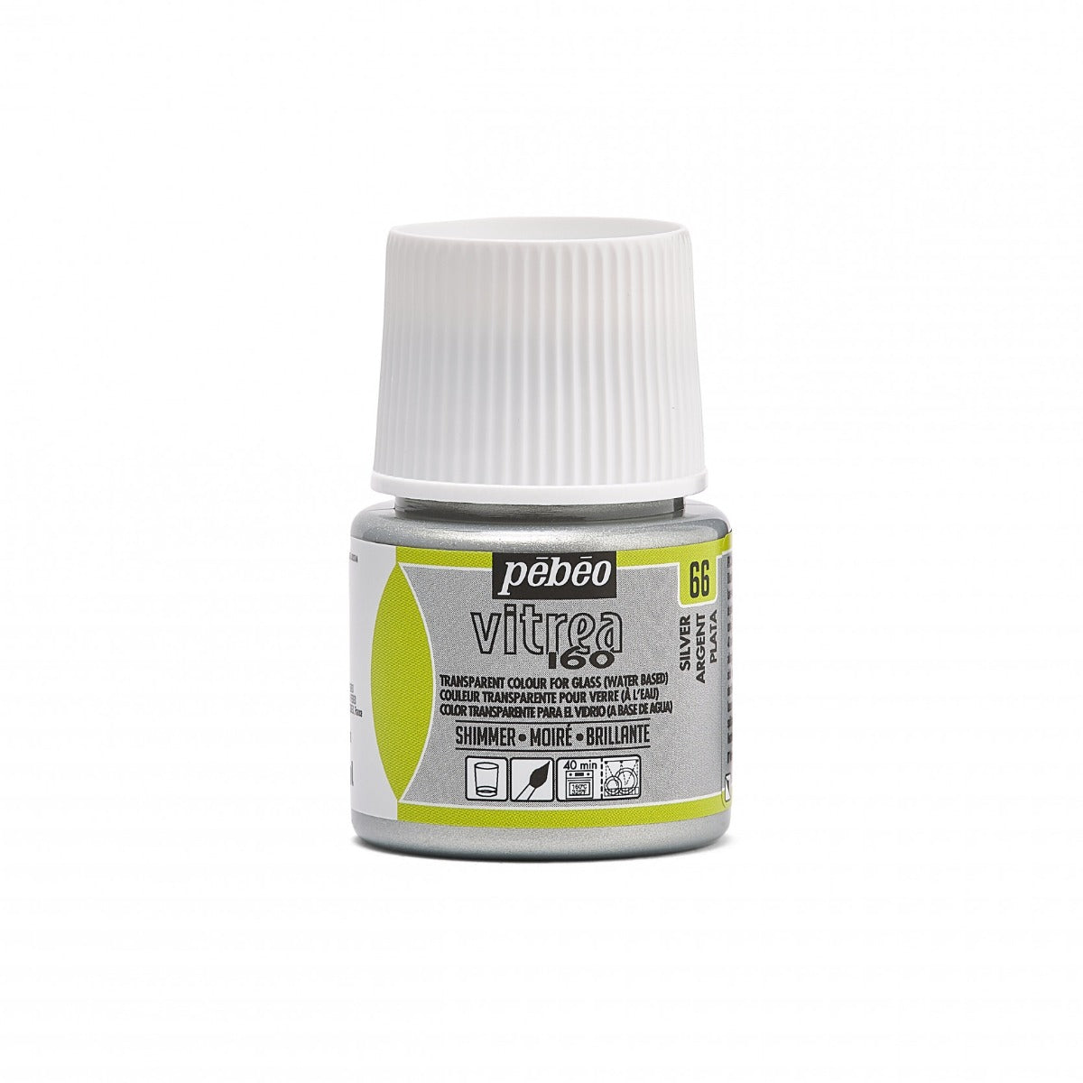 Pebeo Vitrea 160 Moiré Glasfarbe 45 ml - 66 - Silber Moiré