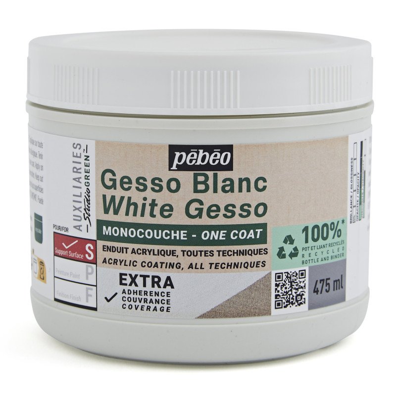 Pebeo Studio Green Gesso - Einschichtig Weiß - 475 ml