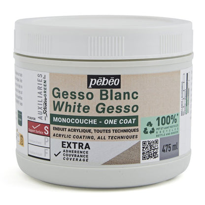 Pebeo Studio Green Gesso - Einschichtig Weiß - 475 ml