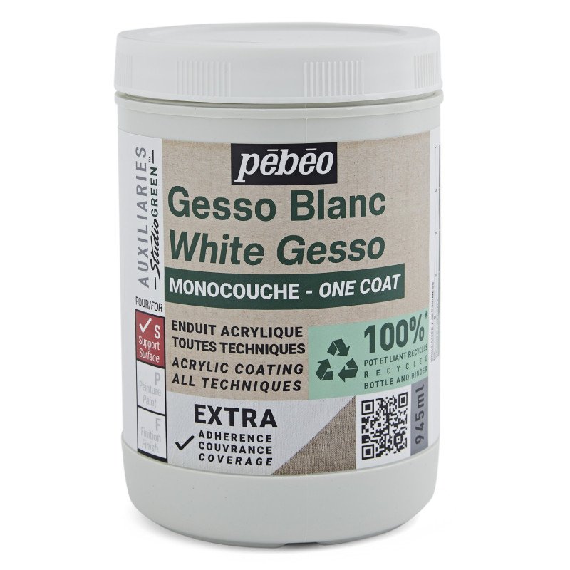 Pebeo Studio Green Gesso - Einschichtig Weiß - 945 ml