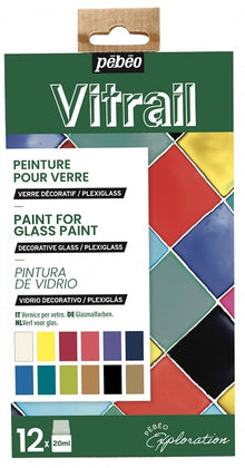 Pebeo Vitrail Glasfarbe Sets - Discovery Collection - 12 x 20 ml