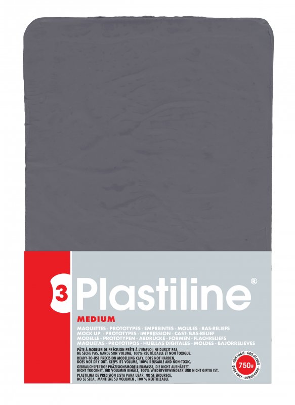 Plastiline Härte 55 Medium Modelliermasse 750 g - Donkergrijs