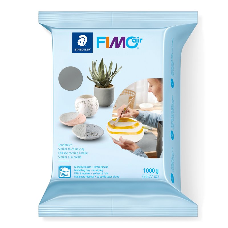 FIMO Air Basic Lufttrocknende Modelliermasse - 1 kg - Grau