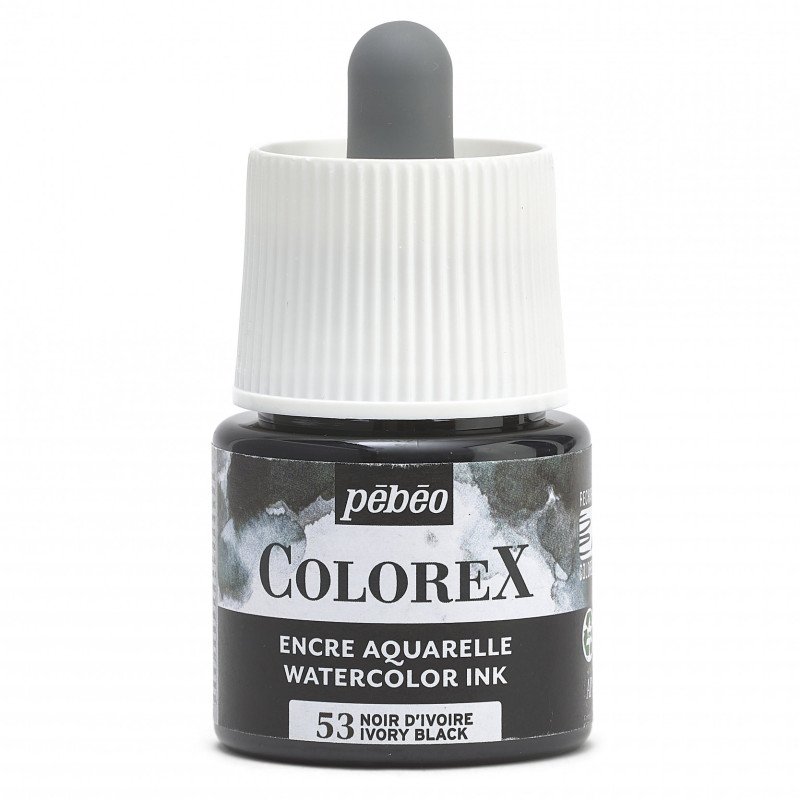 Pebeo Colorex Aquarelltinte 45 ml - 53 - Elfenbeinschwarz