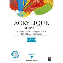 Clairefontaine Acryl- und Gouachepapier 360 g - A3 - 360 g - 10 Blatt