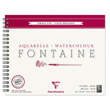 Clairefontaine Fontaine Aquarelblok 300 g Fijne Korrel - 24 x 30 cm - spiraal - 12 Blatt