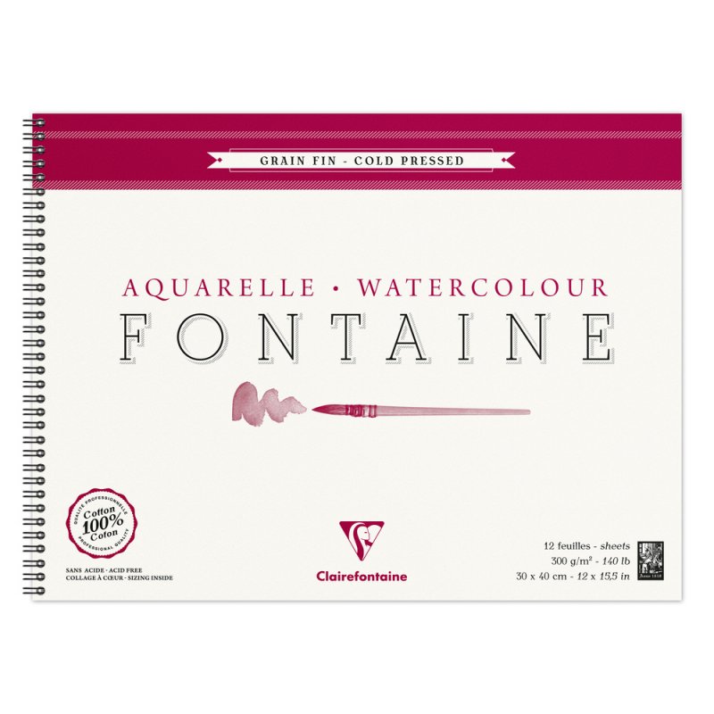 Clairefontaine Fontaine Aquarelblok 300 g Fijne Korrel