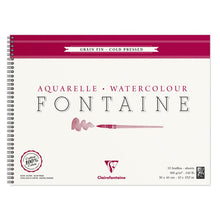 Clairefontaine Fontaine Aquarelblok 300 g Fijne Korrel - 30 x 40 cm - spiraal - 12 Blatt