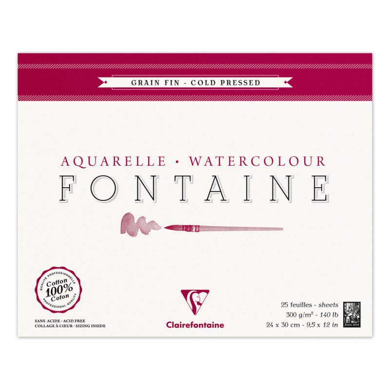 Clairefontaine Fontaine Aquarelblok 300 g Fijne Korrel