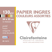 Clairefontaine Ingres Pastellpapier 24 x 32 cm - 12 Blatt Sortiert