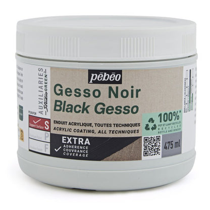 Pebeo Studio Green Gesso - Schwarz - 475 ml