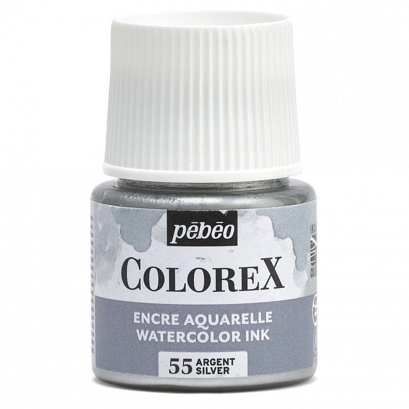Pebeo Colorex Aquarelltinte 45 ml - 55 - Metallisch Silber