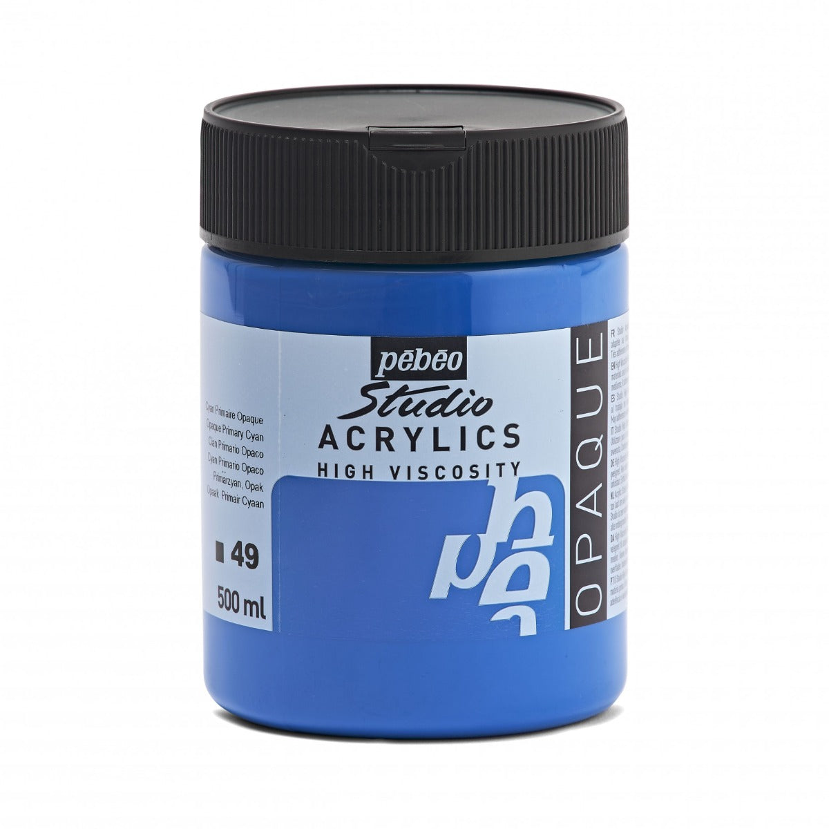 Pebeo Studio Acrylfarbe 500 ml - 49 - Deckendes Primärcyan