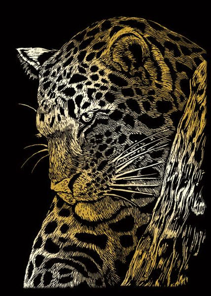 R&L Engraving Art Mini A5 - Gold Foil - Leopard in Tree