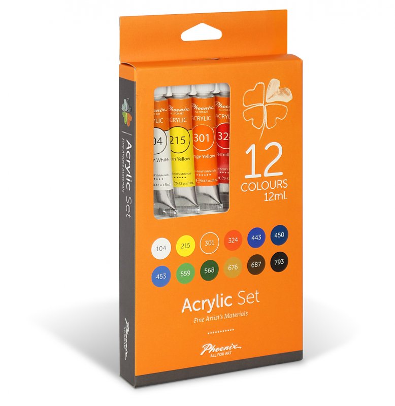 Phoenix Acrylic Paints 12 ml. - 12 Pack
