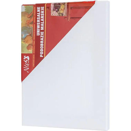 Weiße KOH-i-NOOR Baumwollleinwand, 13 × 18 cm, mit rotem Niki4-Ecketikett
