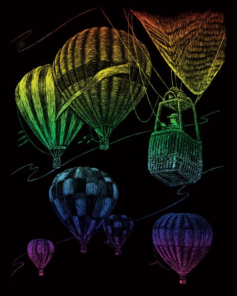 R&L Engraving Art A4 - Rainbow Foil - Hot Air Balloons