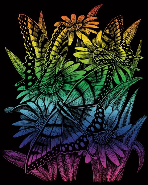 R&L Engraving Art A4 - Rainbow Foil - Butterflies & Daisies